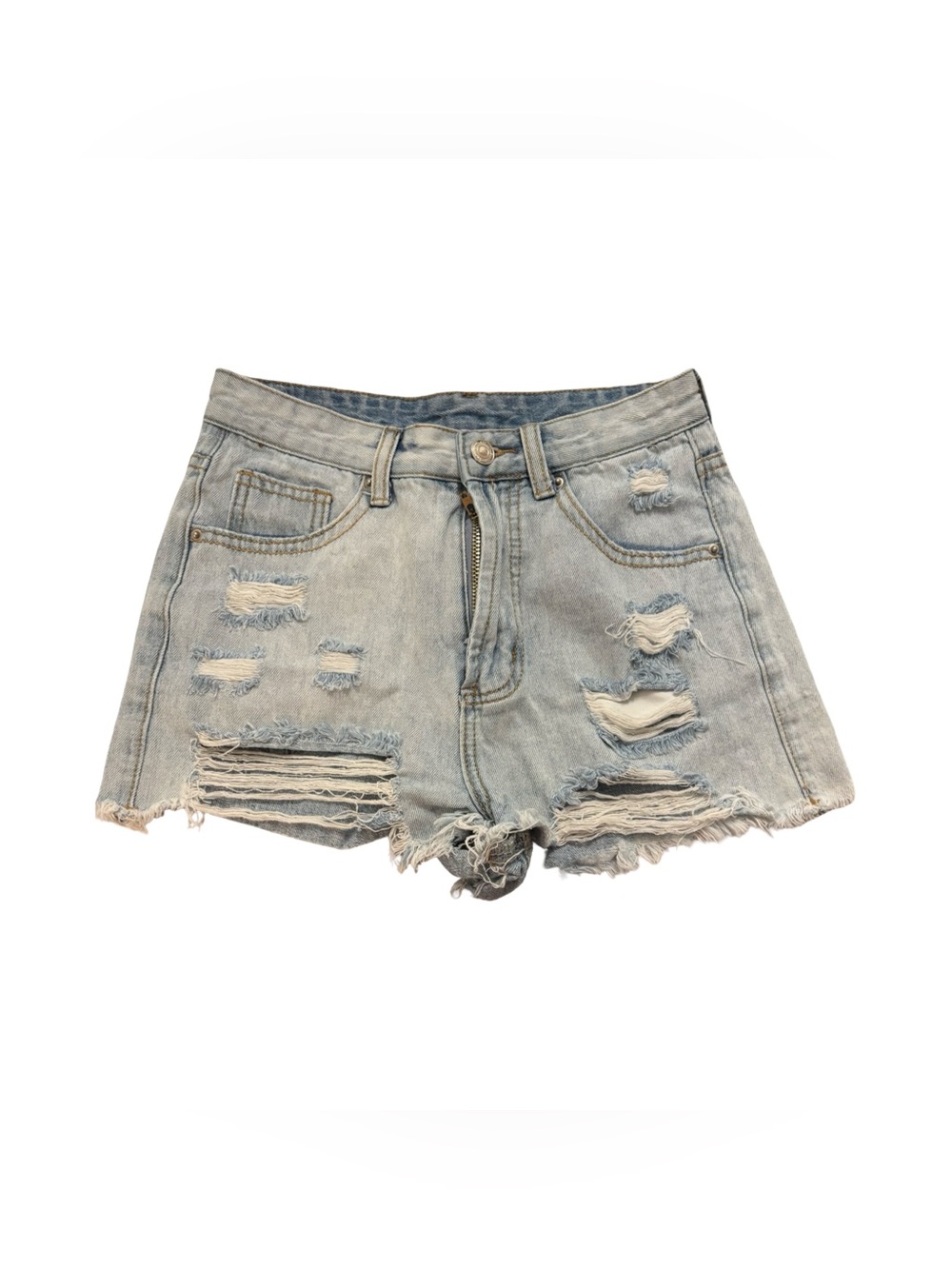 Light Blue Distressed Cutoff Edgy Boho Hippie Denim Women’s Shorts Size 2